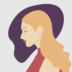 Beautiful girl in purple shades and in flat style