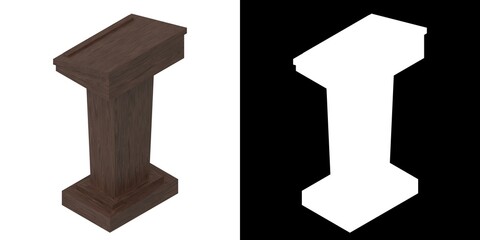 3D rendering illustration of a wooden podium