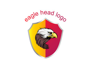 head eagle logo with shield. clean mascot badge logo