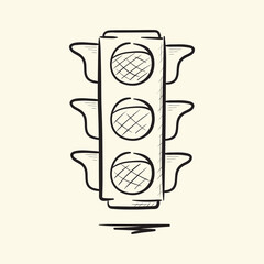 Traffic lights. Hand drawn vector illustration.