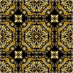 Gold mandala seamless pattern floral ornament