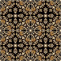 Gold mandala seamless pattern floral frame