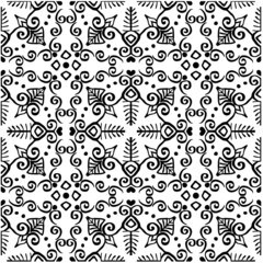Mandala seamless pattern floral ornament on black and white
