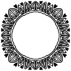 Mandala floral frame on black and white