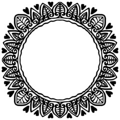 Mandala floral frame on black and white