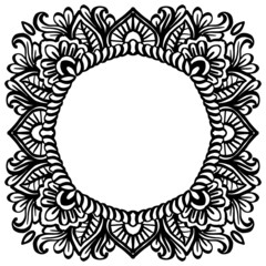 Obraz premium Mandala floral frame on black and white