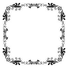 Hand drawing retro floral frame 