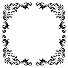 Hand drawing retro floral frame 