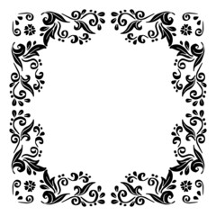 Hand drawing retro floral frame 