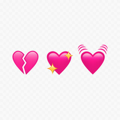 Pink hearts emojis. Love Hearts emoji. Isolated. Vector