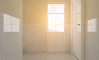 Modern bathroom including bath and sink. 3D rendering.