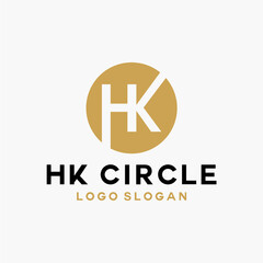 Obraz premium Letter HK circle gold logo vector image