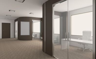 Modern office Cabinet.  3D rendering.   Meeting room. Mockup.   Empty paintings