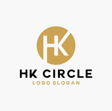 Letter HK circle gold logo vector image