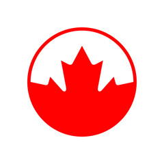 Canada maple leaf graphic icon. Maple leaf sign in the circle isolated on white background. Symbol of Canada. Vector illustration