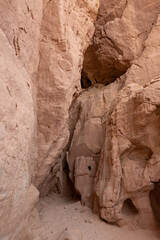 Cave  high in the rock in Timna National Park near Eilat, southern Israel.