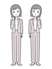 困った表情の会社員女性のイラスト素材