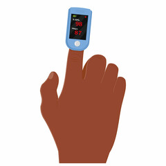 oxygen measuring device on the finger, color vector isolated cartoon-style illustration