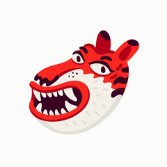 Naklejka premium Tiger vector head, cartoon tiger funny face on white background.
