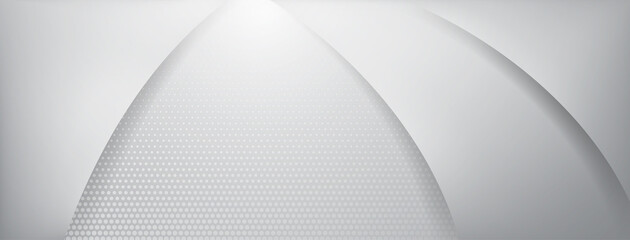 Abstract background made of curved lines and halftone dots in white and gray colors