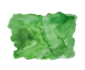 Green watercolor background.Picturesque abstraction on a white background.