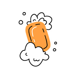 Soap in a cute doodle cartoon style. Vector isolated illustration.