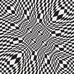 Twisted chessboard pattern. Vector race flag Ppattern. Twisted chess race pattern.