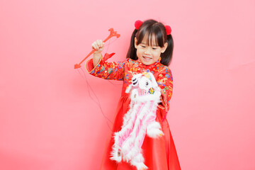 young chinese girl with traditional dressing up celebrate Chinese new year