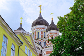 Fototapeta na wymiar Alexander Nevsky cathedral in the Tallinn old Town, Estonia