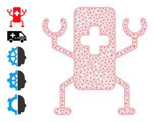 Vector medical nanobot mesh icon structure. Abstract flat mesh medical nanobot, built from flat mesh.