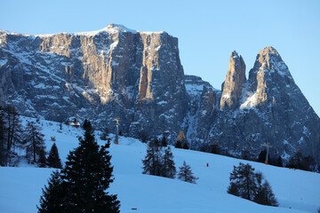 Schlern Mountains on Seiser Alm. South Tyrol. Italy