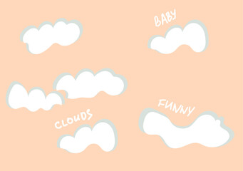 Clouds and text. Background seamless pattern. 

