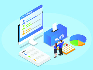 Vote result isometric 3d vector concept for banner, website, illustration, landing page, flyer, etc.