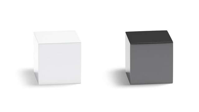 Blank black and white gloss cube mockup, looped rotation