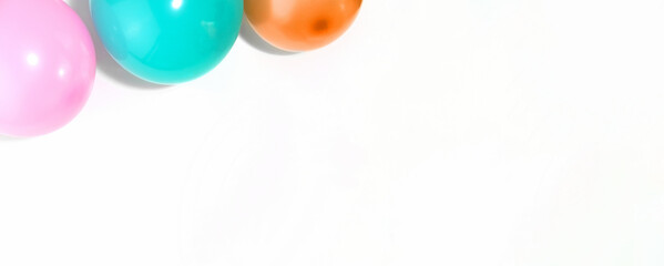 Mockup with balloons in pastel colors, on a white background