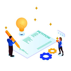 Signing petition isometric 3d vector concept for banner, website, illustration, landing page, flyer, etc.