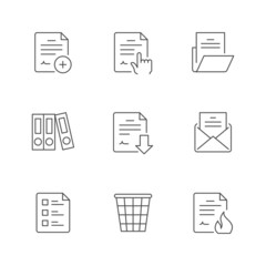 Set line icons of document