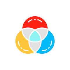 Vector RGB color, swatch palette white line icon.