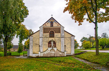 Historic Roman Catholic chapel dedicated to Saint Casimir, built in 1916 in the village of Mońki in Podlasie, Poland. - obrazy, fototapety, plakaty