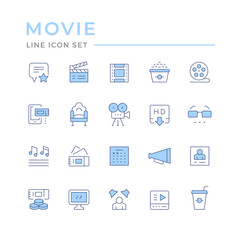 Set color line icons of movie