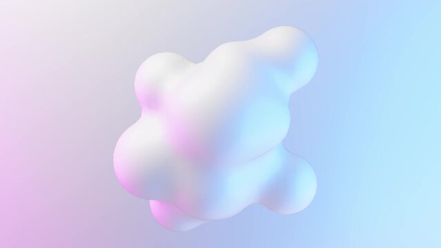 Liquid abstract shapes 4K animation Amorphous holographic metaball objects on a soft light background. 3d render