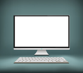 Computer monitor with white blank screen.