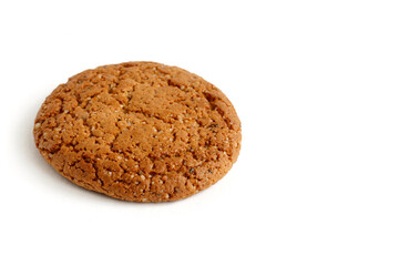 Oatmeal cookies are isolated on a white background.