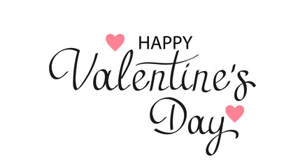 Happy Valentine's Day text, handwritten typographic poster on red background.