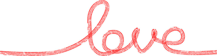 Tire tracks in heart form. One line love heart .Car thread silhouette. Vector illustration.