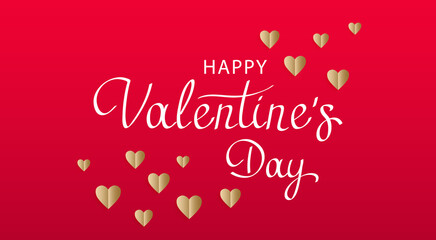 Fototapeta na wymiar Happy Valentine's Day text, handwritten typographic poster on red background.