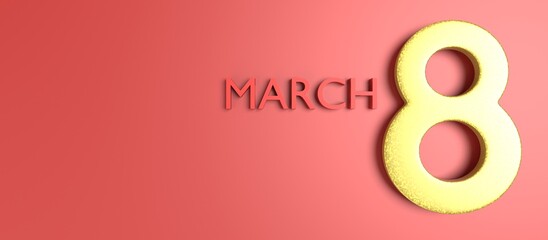 Gold Colored Number 8 to Celebrate 8 March International Women's Day