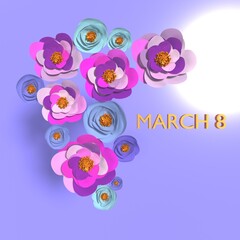 Flowers to Celebrate 8 March International Women's Day on Purple