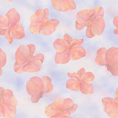 Watercolor seamless pattern of orchid flowers. Abstract background for design, wallpapers, wrapping paper. Orchid flowers ornament on a bright background.