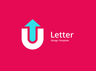 Letter U with arrow logo icon design template elements